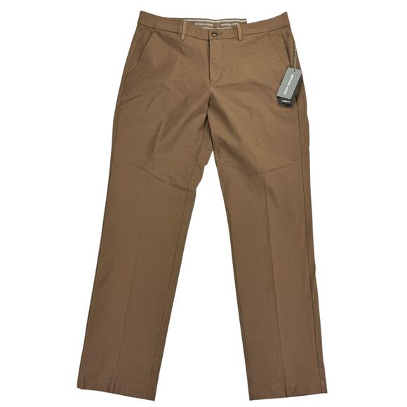 Michael Kors Mens Major Classic Fit Stretch Performance Pants Light Brown 33x30 - Picture 1 of 4